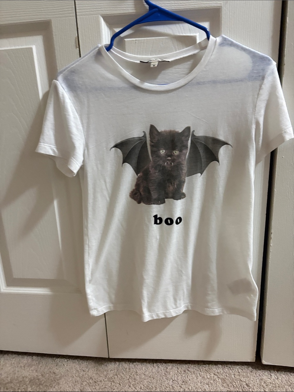 Express White Graphic 'Boo' Black Kitten Tee never worn